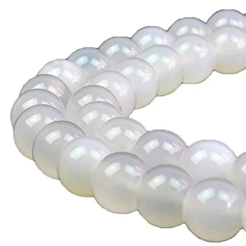 Jartc White Agate Beads Round Crystal Energy Stone for Jewelry Making (10mm) | Natural Healing Power thumbnail 1