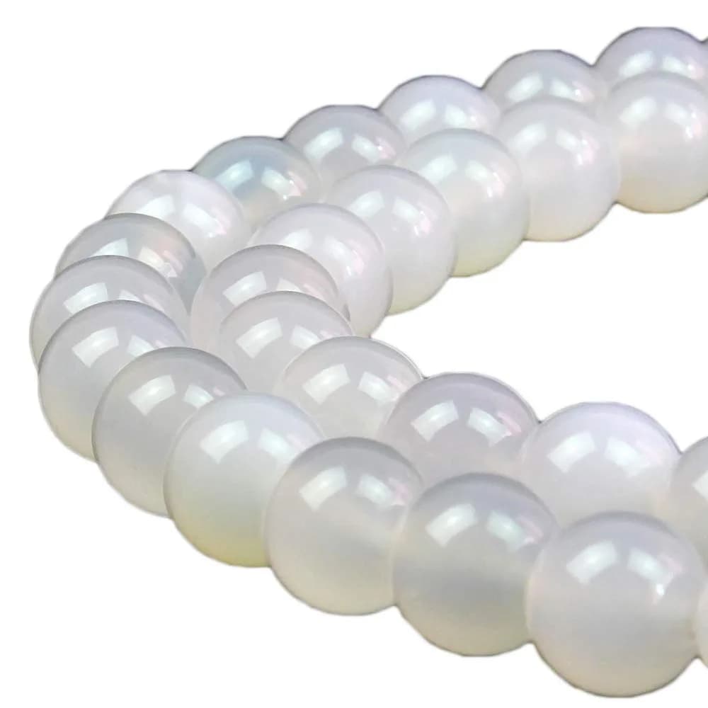 Jartc White Agate Beads 6mm | Round Crystal Energy Stone for Jewelry Making