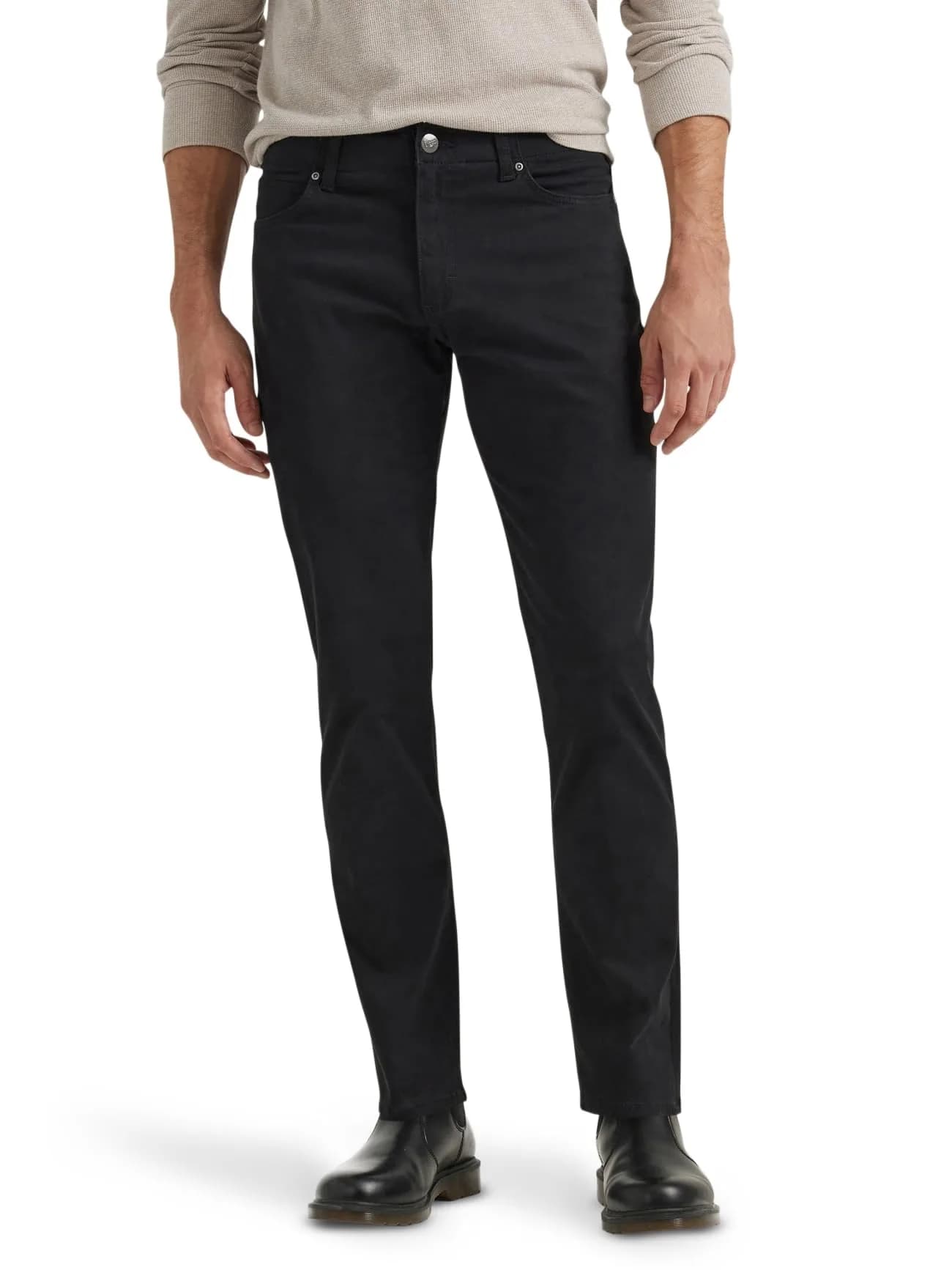 Lee Men's Extreme Motion Straight Taper Jean Black 36W x 32L | Classic Fit with Flex Waist — Black