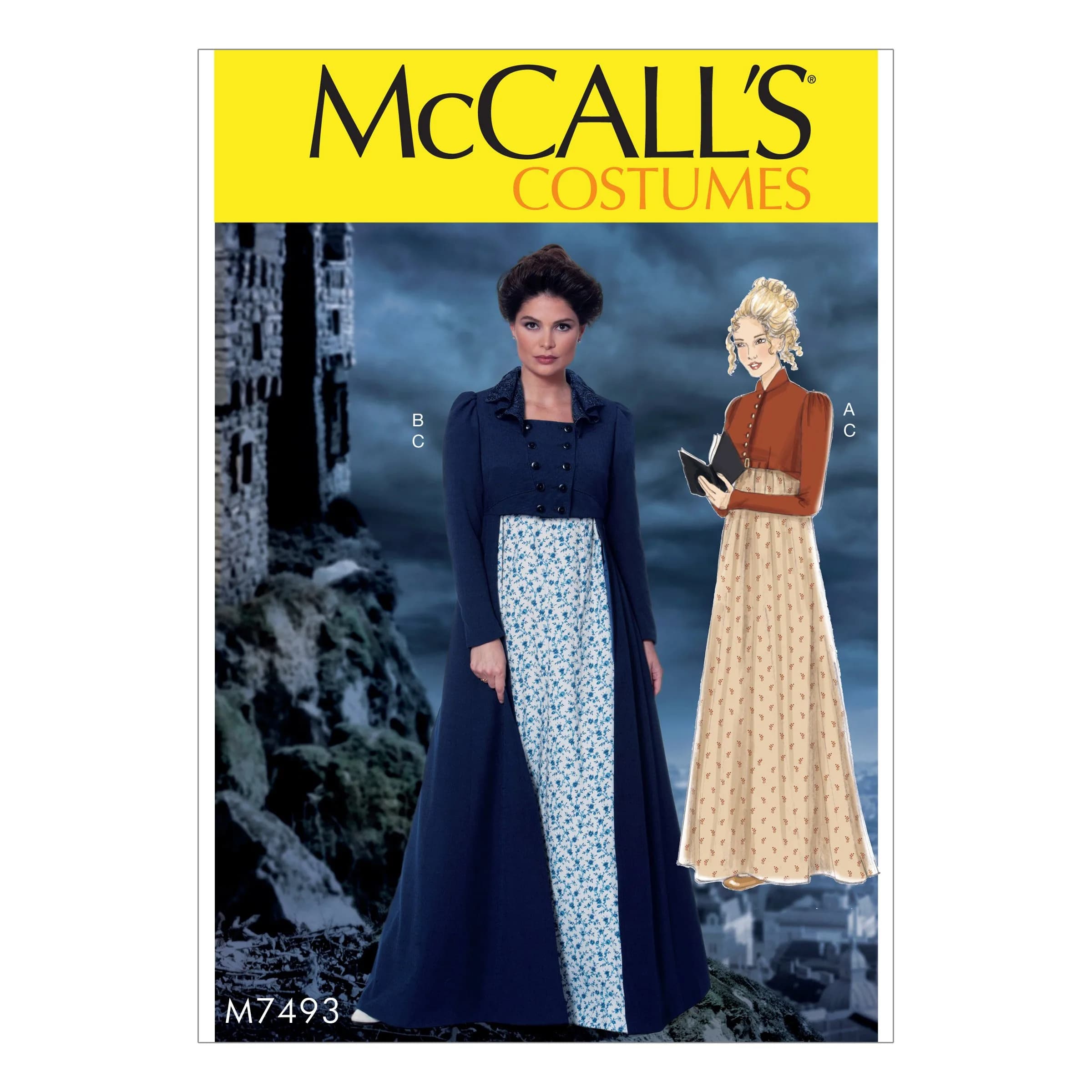 McCall's Patterns M7493 E5 Cropped Jacket, Floor-Length Coat & Dress | Sewing Pattern for Sizes 14-22