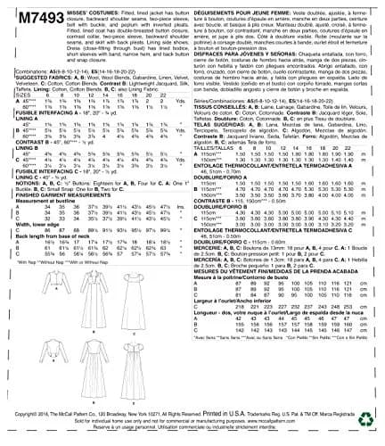 McCall's Patterns M7493 E5 Cropped Jacket, Floor-Length Coat & Dress | Sewing Pattern for Sizes 14-22 thumbnail 2