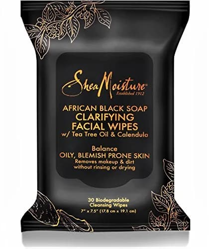SheaMoisture African Black Soap Clarifying Facial Wipes 30 Count | For Oily, Blemish-Prone Skin thumbnail 1