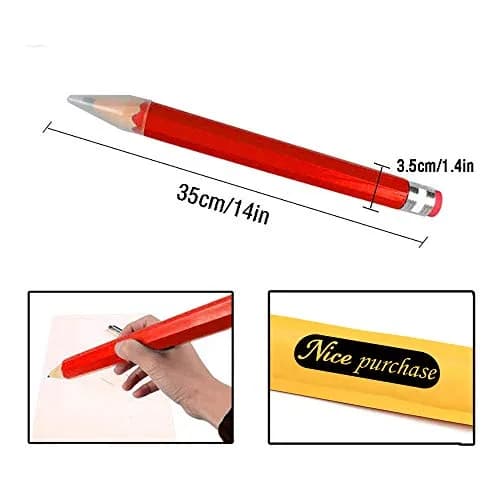 Nice Purchase Giant Wooden Jumbo Pencil 35cm (13.78in) | Novelty Writing Tool for Kids & Props thumbnail 2