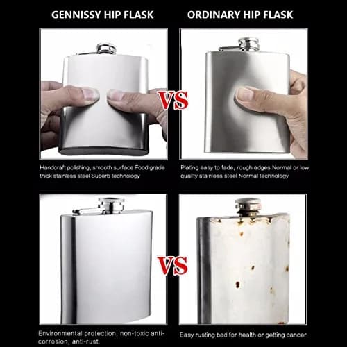 GENNISSY 10oz Hip Flask for Liquor | Leakproof Stainless Steel Gift for Men Women thumbnail 5