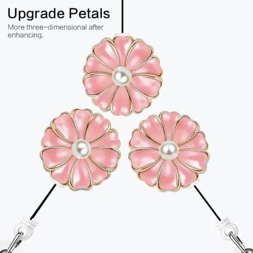 Qinsuee Pink 3 Pack Badge Holder | Retractable ID Badge Reel with Pearl, 24-inch Max Length thumbnail 2