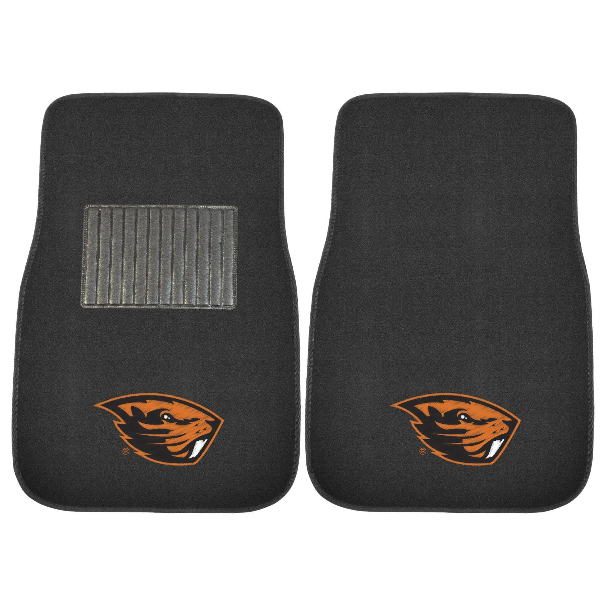 FANMATS NCAA Oregon State Beavers 2-Pack Embroidered Car Mat Set | Universal Fit, Durable Polyester, Officially Licensed, Black