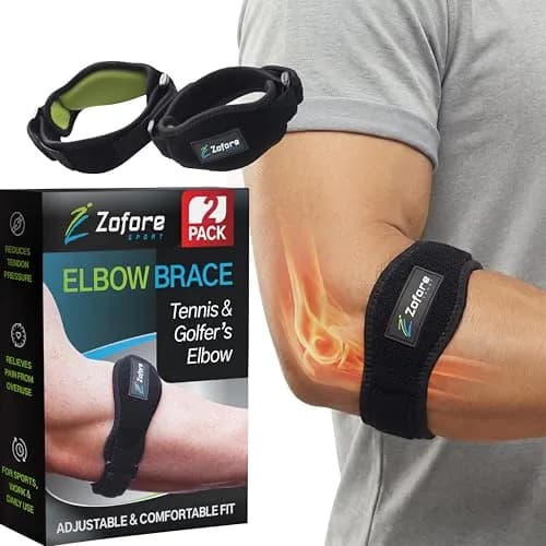 ZOFORE SPORT Tennis Elbow Brace With Compression Pad | Effective Pain Relief for Men & Women (One Size, Black) thumbnail 1