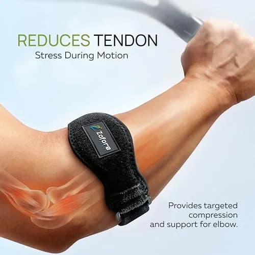 ZOFORE SPORT Tennis Elbow Brace With Compression Pad | Effective Pain Relief for Men & Women (One Size, Black) thumbnail 2