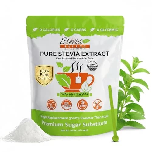 Stevia Select Organic Stevia Powder Sugar Free Plant Based Stevia Sweetener 454g (16 Oz) | Pure Stevia Extract No Additives Zero Calorie thumbnail 1