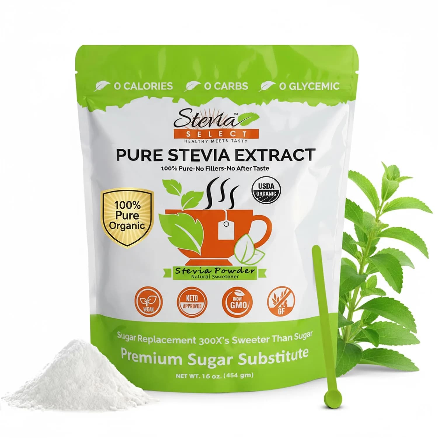 Stevia Select Organic Stevia Powder, 16 Ounce (Pack of 1) | Pure Plant-Based Sweetener - main product image