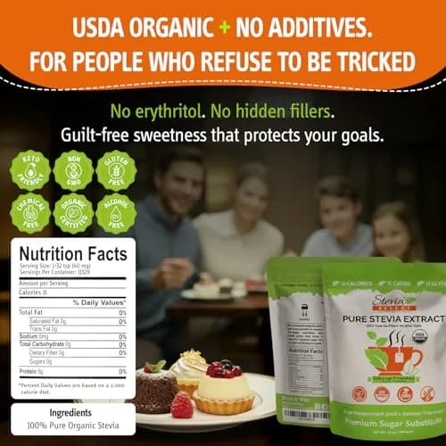 Stevia Select Organic Stevia Powder Sugar Free Plant Based Stevia Sweetener 454g (16 Oz) | Pure Stevia Extract No Additives Zero Calorie thumbnail 2