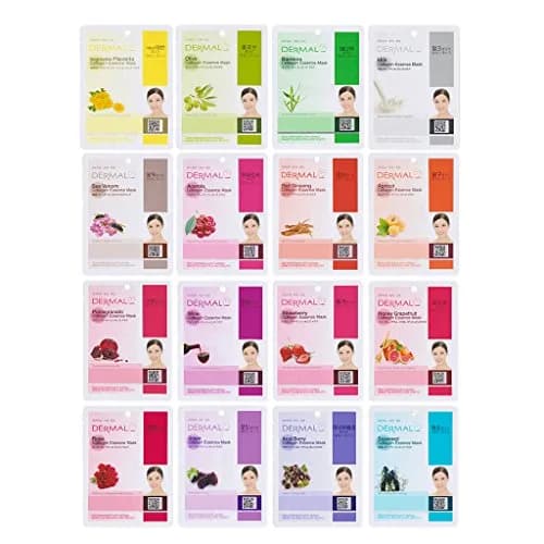 DERMAL 16 Collagen Korean Essence Sheet Mask Variety Pack B Set | 23g Essence Each thumbnail 1