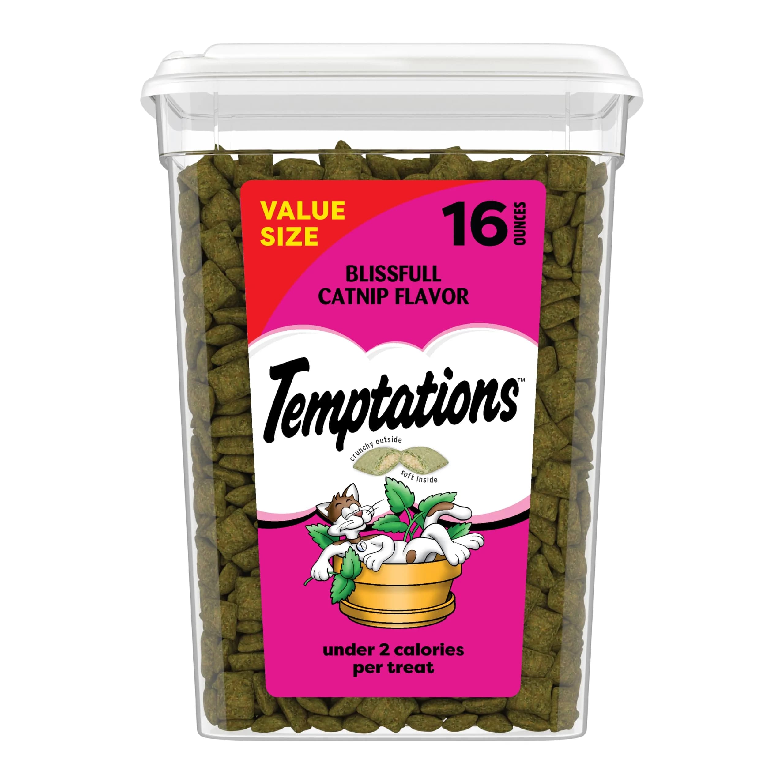 Temptations Classic Crunchy Cat Treats Catnip Flavor 1 lb (453.59 g) | Under 2 Calories Per Treat - main product image