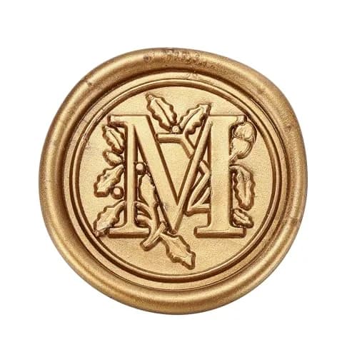 Yoption Vintage Initial Alphabet Wax Seal Stamp Letter M | Brass & Rosewood Crafting Tool thumbnail 2