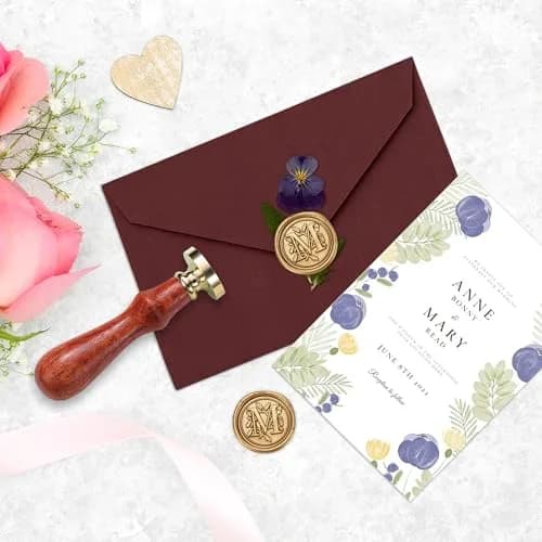 Yoption Vintage Initial Alphabet Wax Seal Stamp Letter M | Brass & Rosewood Crafting Tool thumbnail 5