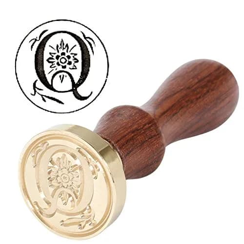 Yoption Initial Alphabet Wax Seal Stamp, Brass Head & Wooden Handle | Retro Letter Q for Invitations thumbnail 4