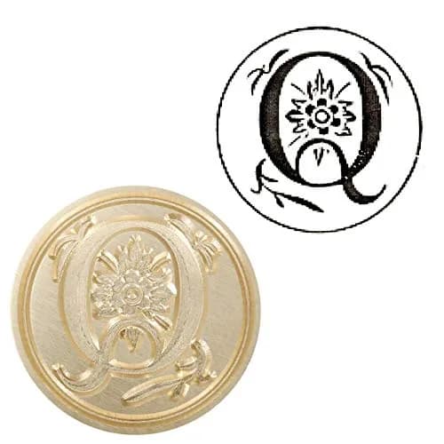 Yoption Initial Alphabet Wax Seal Stamp, Brass Head & Wooden Handle | Retro Letter Q for Invitations thumbnail 2