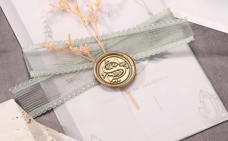 Yoption Initial Alphabet Wax Seal Stamp 1 inch | Brass Head & Wooden Handle for Invitations thumbnail 3