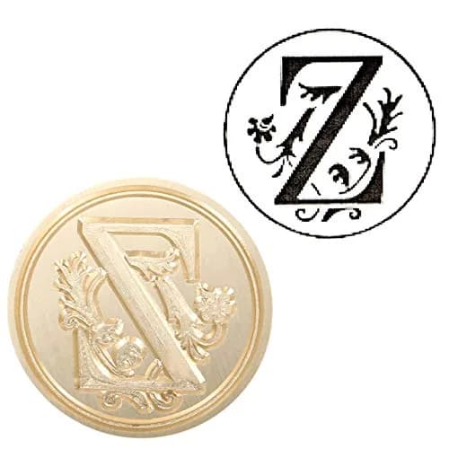 Yoption Initial Alphabet Wax Seal Stamp, 2.5cm Diameter | Brass Head & Wooden Handle for Invitations thumbnail 2