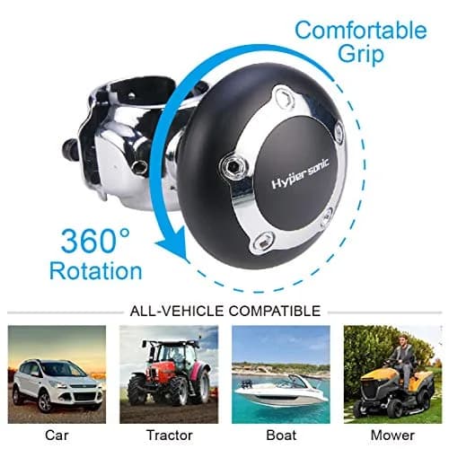 Hypersonic Car Power Handle Spinner Steering Wheel Knob in Black | Effortless Maneuvering for Long Drives thumbnail 5