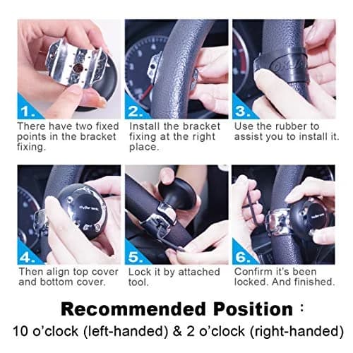 Hypersonic Car Power Handle Spinner Steering Wheel Knob in Black | Effortless Maneuvering for Long Drives thumbnail 7