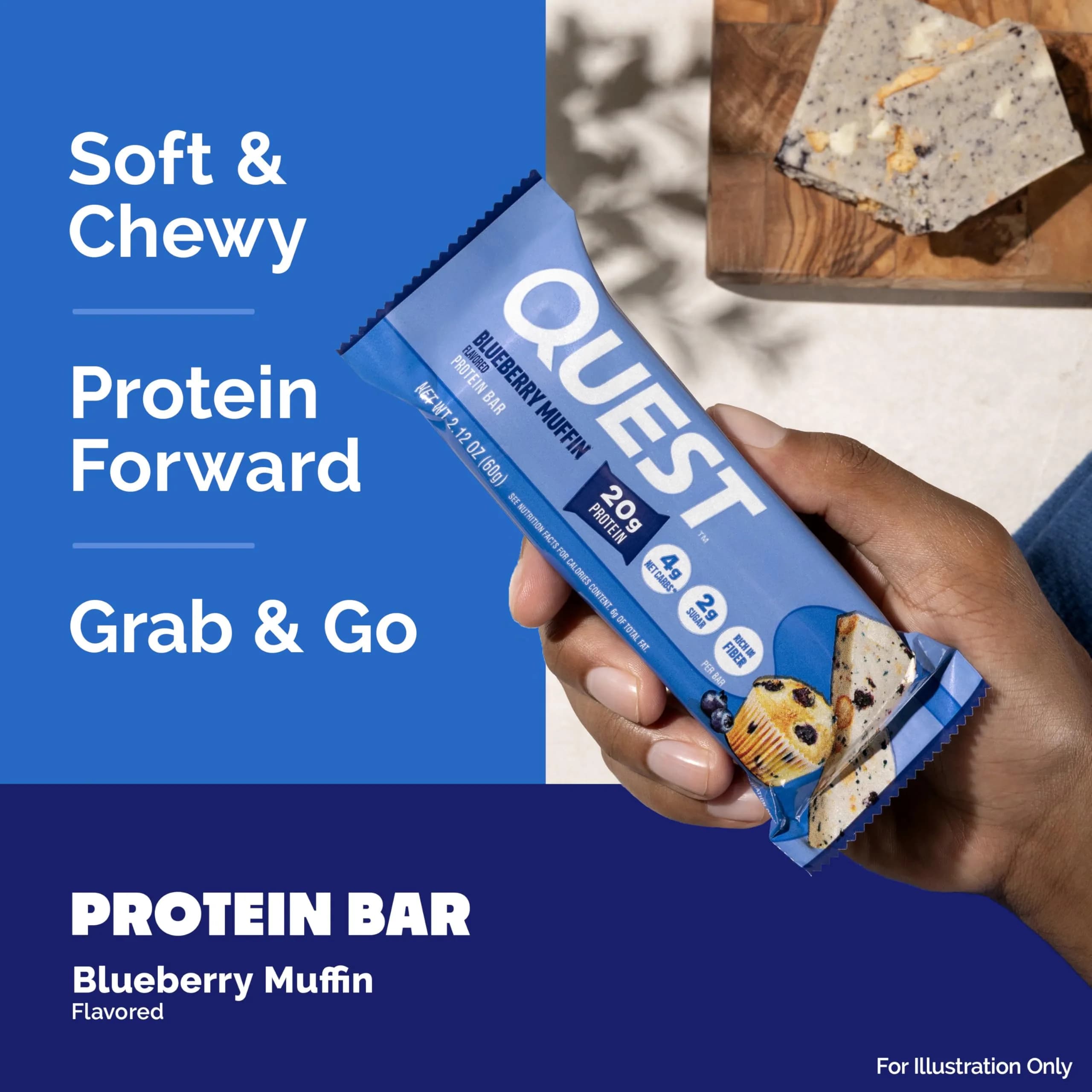 Quest Blueberry Muffin Protein Bars 2.12oz (60g) | 20g Protein, 4g Net Carbs, Gluten-Free - view 4