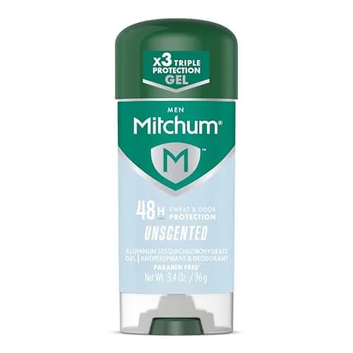 Mitchum Men's Antiperspirant Deodorant Gel Unscented 3.4 oz | 48HR Sweat & Odor Protection thumbnail 1