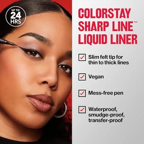 Revlon ColorStay Sharp Line Liquid Eyeliner, Blackest Black, 0.056 ml (0.04 fl oz) | Waterproof & Smudge-Proof for 24 Hours thumbnail 5