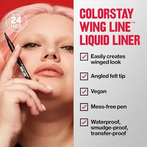 Revlon ColorStay Wing Line Liquid Eyeliner, Blackest Black, 0.04 fl oz (1.2 ml) | Waterproof & Smudge-Proof for Precise Wings thumbnail 5