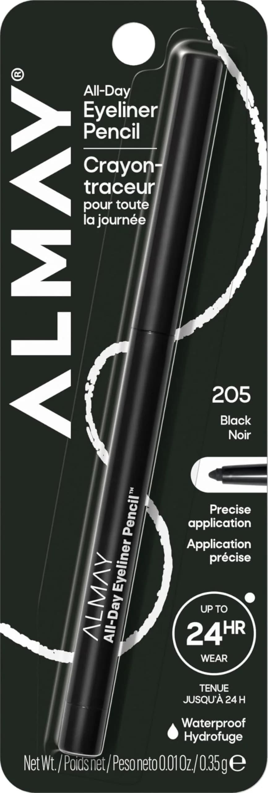 Almay All-Day Eyeliner Pencil, 205 Black - Intense Matte Black for Effortless Definition thumbnail 1