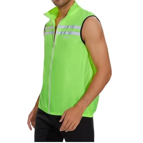 bpbtti Men's Hi-Viz Safety Running Cycling Vest - Windproof & Reflective, Large, Yellow thumbnail 5