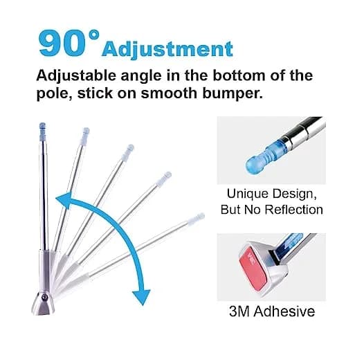 Hypersonic Corner Antenna Bumper Pole Safety Guard for Universal Car Van | Adjustable 11-23in Stainless Steel Marker thumbnail 5