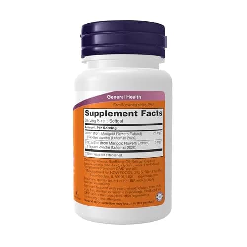 NOW Foods Lutein & Zeaxanthin Softgels 60 Count (25 mg Lutein, 5 mg Zeaxanthin) | Supports Vision & Cognitive Health thumbnail 2