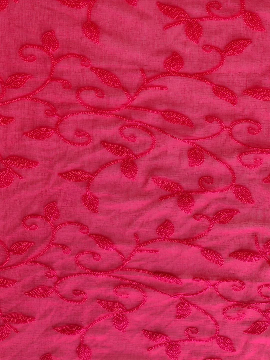 DUPATTA BAZAAR Embroidered Pink Chiffon Dupatta 93x42 inch | Soft & Breathable for Ethnic & Western Wear - view 4