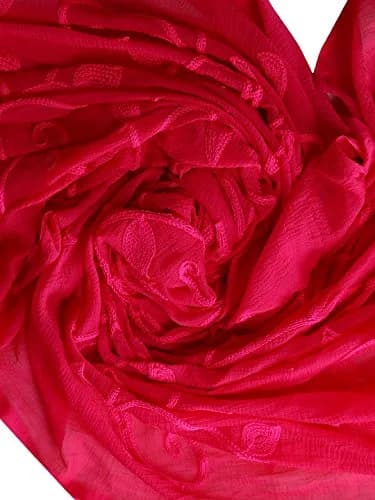 DUPATTA BAZAAR Embroidered Pink Chiffon Dupatta 93x42 inch | Soft & Breathable for Ethnic & Western Wear thumbnail 5