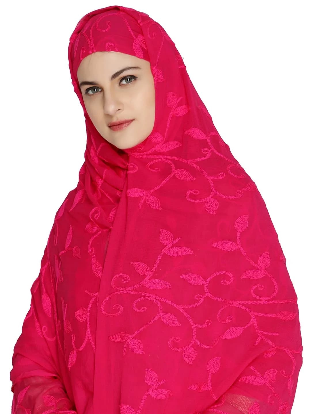 DUPATTA BAZAAR Embroidered Pink Chiffon Dupatta 93x42 inch | Soft & Breathable for Ethnic & Western Wear - view 2