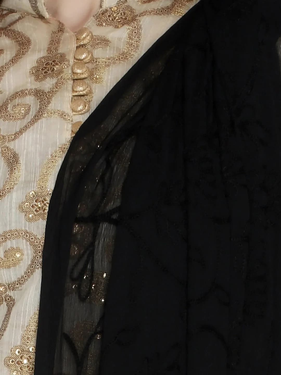 DUPATTA BAZAAR Women's Embroidered Black Chiffon Dupatta 24cm x 28cm (93" x 42") | Soft & Breathable with Aari Work - view 6