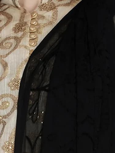 DUPATTA BAZAAR Women's Embroidered Black Chiffon Dupatta 24cm x 28cm (93" x 42") | Soft & Breathable with Aari Work thumbnail 6