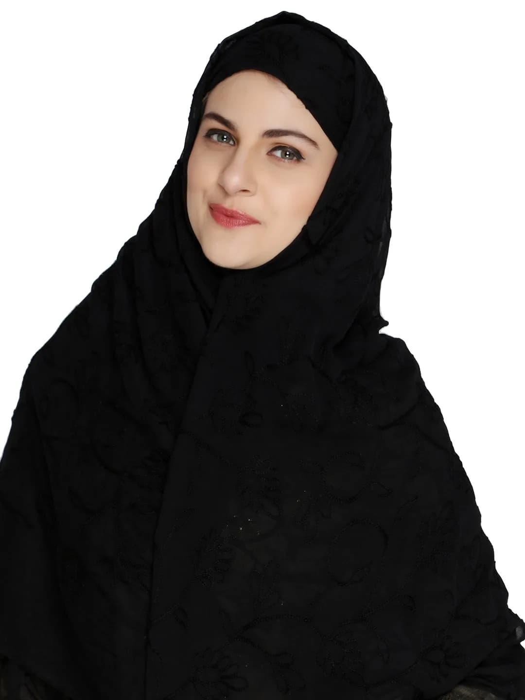 DUPATTA BAZAAR Women's Embroidered Black Chiffon Dupatta 24cm x 28cm (93" x 42") | Soft & Breathable with Aari Work - view 2