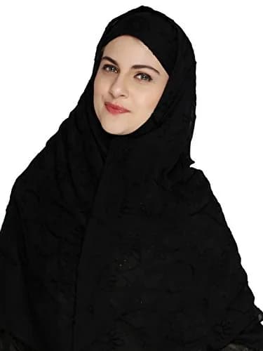 DUPATTA BAZAAR Women's Embroidered Black Chiffon Dupatta 24cm x 28cm (93" x 42") | Soft & Breathable with Aari Work thumbnail 2