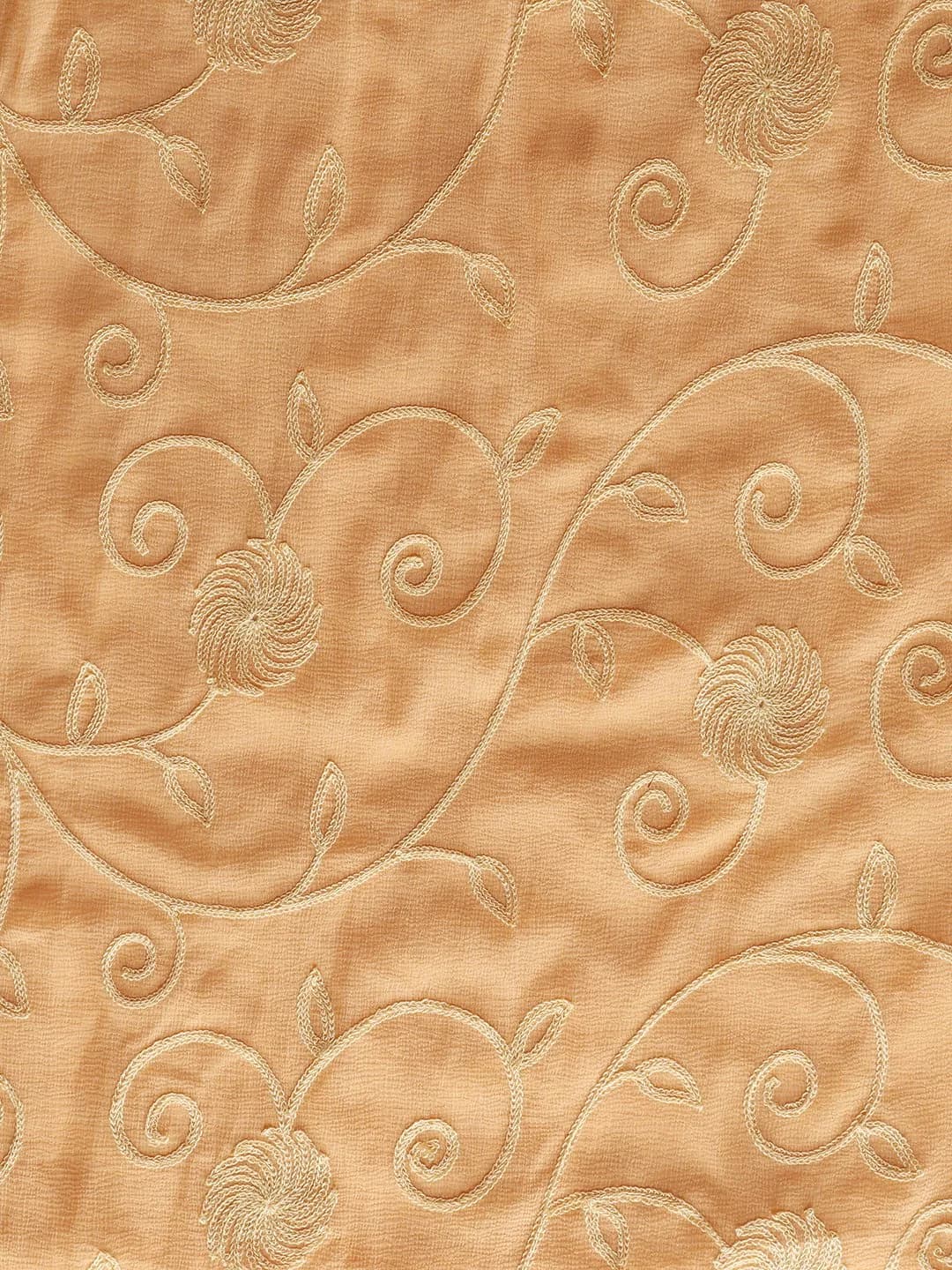 DUPATTA BAZAAR Embroidered Beige Chiffon Chunni 93x42 inch (236x107 cm) - view 4