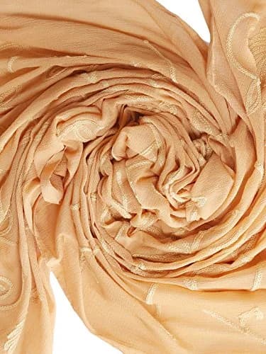 DUPATTA BAZAAR Embroidered Beige Chiffon Chunni 93x42 inch (236x107 cm) thumbnail 5