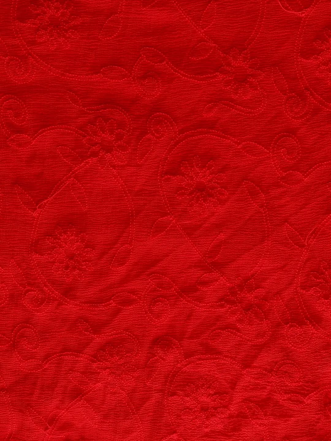 DUPATTA BAZAAR Red Embroidered Chiffon Dupatta 93x42 inch (236x107 cm) | Authentic Indian Style - view 4