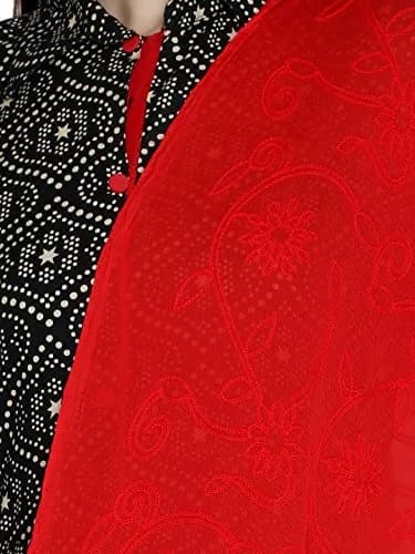DUPATTA BAZAAR Red Embroidered Chiffon Dupatta 93x42 inch (236x107 cm) | Authentic Indian Style thumbnail 6