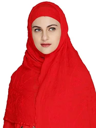 DUPATTA BAZAAR Red Embroidered Chiffon Dupatta 93x42 inch (236x107 cm) | Authentic Indian Style thumbnail 3