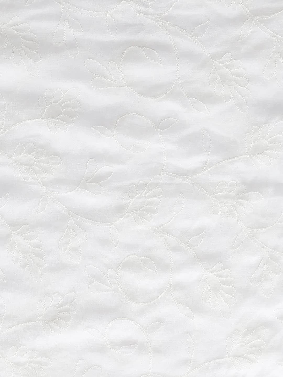 DUPATTA BAZAAR Embroidered White Chiffon Dupatta 93x42 inch (236x107 cm) - view 6