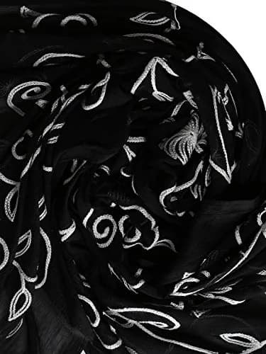 DUPATTA BAZAAR Embroidered Black Chiffon Dupatta with Lace Border 231 cm (91 inch) | Floral Aari Work thumbnail 4