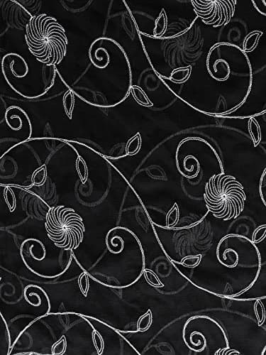 DUPATTA BAZAAR Embroidered Black Chiffon Dupatta with Lace Border 231 cm (91 inch) | Floral Aari Work thumbnail 6