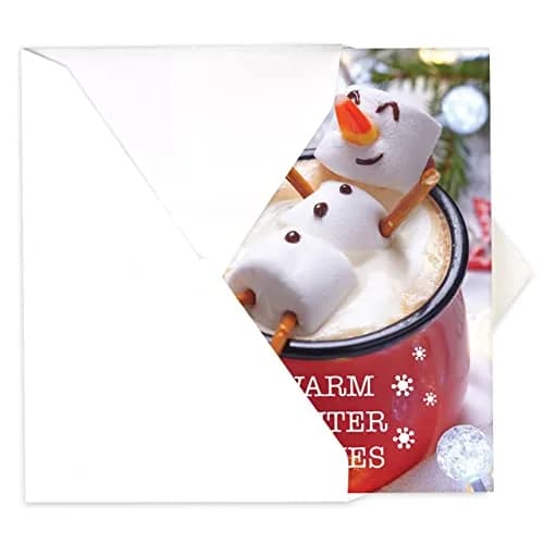 Canopy Street Cocoa Snowman Holiday Card Pack / 25 Winter Wishes Cards Set / Hot Chocolate Marshmallows Greeting / 4 5/8" x 6 1/4" Cozy Christmas Cards With Envelopes thumbnail 3