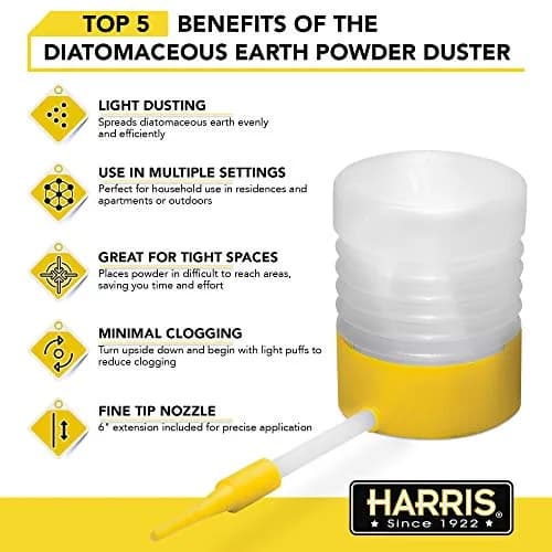 HARRIS Diatomaceous Earth Powder Duster with 6 Inch Extension Nozzle | Lightweight, Extendable Handle thumbnail 3